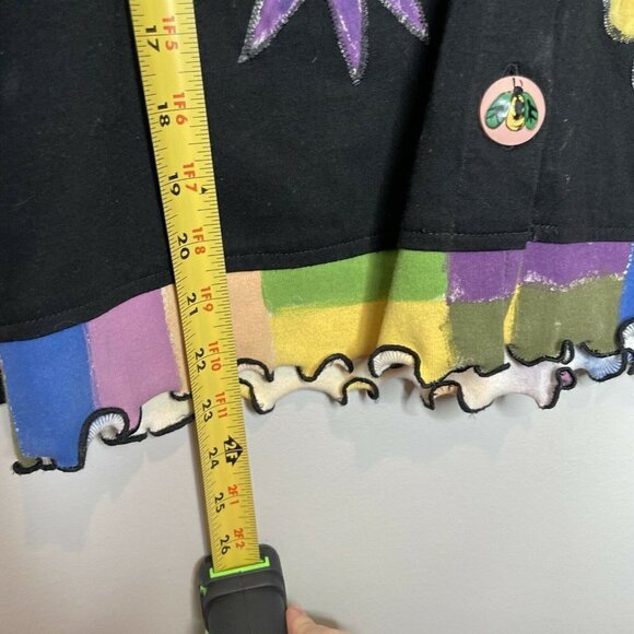 Silkscapes Hand Painted Black Floral Cardigan Size Medium Cotton - Picture 7 of 7